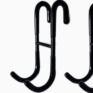 NIB 4 Black Rubber Coated StainlessSteel Glass Shower Narrow Hooks